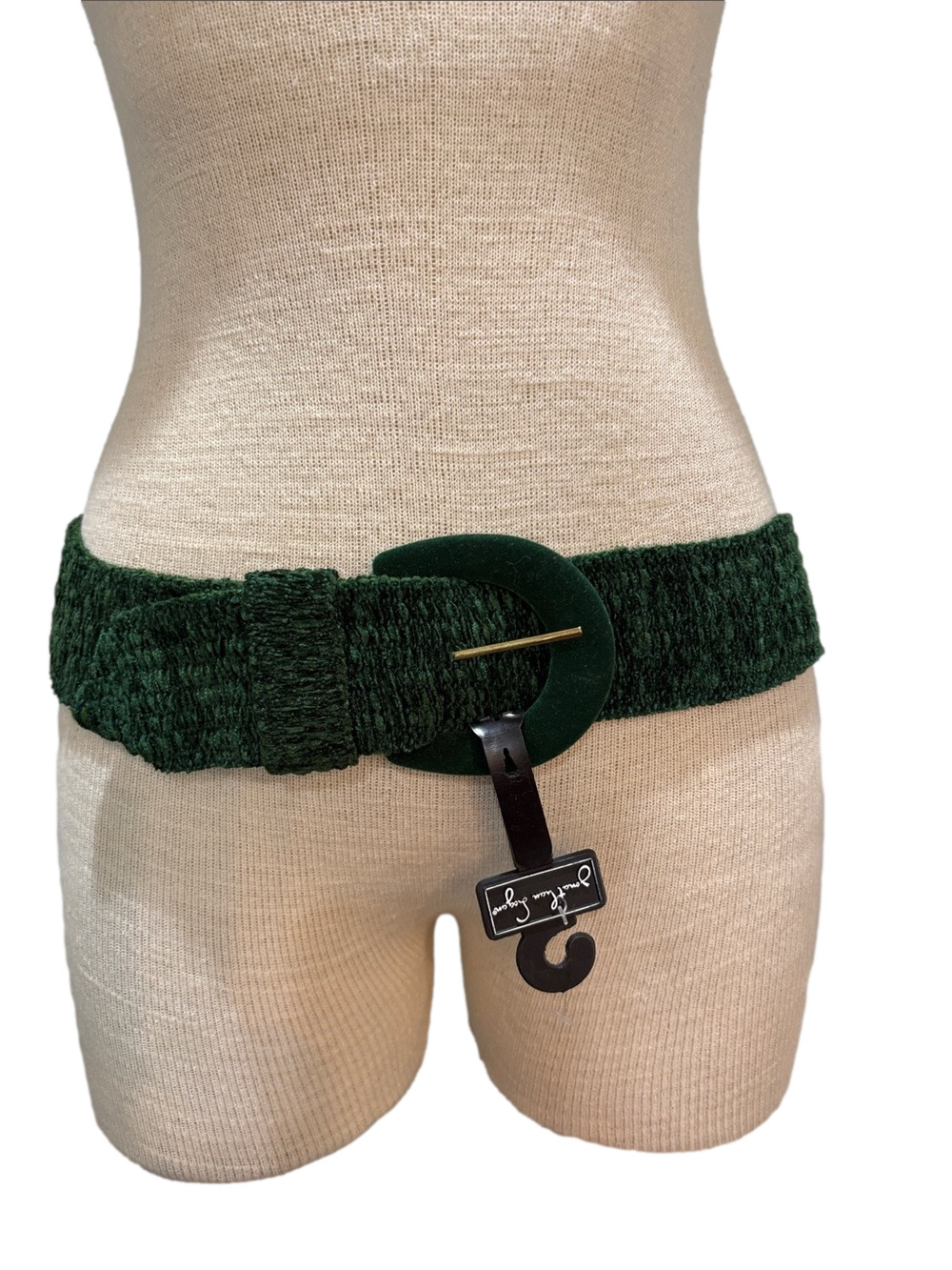 Jonathan Logan green chenille wide stretchy belt